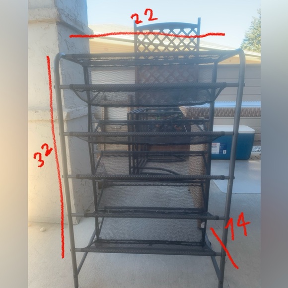 Black Metal Mesh Shoe Rack - Picture 3 of 4